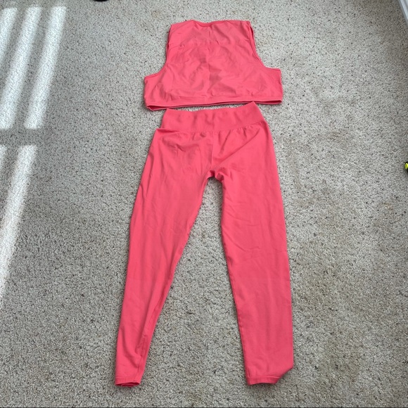 NWT Shein coral two piece athletic workout set size large - Picture 6 of 9